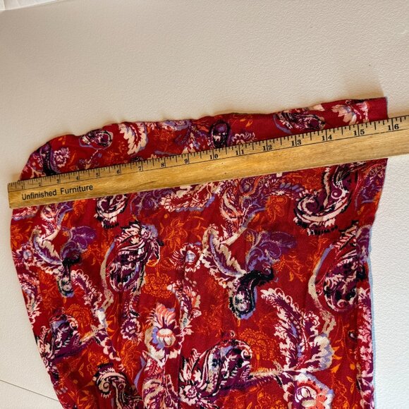 Intimately Free People Women L Floral Wide Leg Pants Red Flowy Pull On Bohemian - Picture 10 of 11